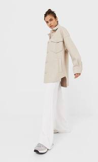 Stradivarius Трикотажная Куртка Оверсайз Женская Коллекция Цвет Небеленого Полотна M