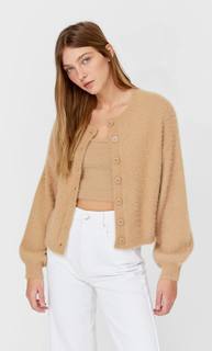Stradivarius Кардиган Из Мягкой Ткани Женская Коллекция Бежевый Xs