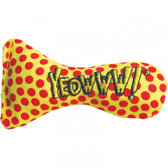 Игрушка ROSEWOOD для кошек мягкая с кошачьей мятой "Рыбка YEOWWW", жёлтая в крапинку