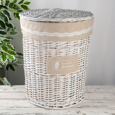 Корзина для белья плетёная Natural style, 46×46×56,5 см, цвет белый Доляна