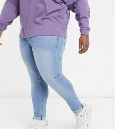 Голубые выбеленные эластичные джинсы с напылением ASOS DESIGN Plus-Голубой
