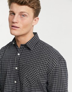 Черная oversized-рубашка в клетку Topman-Черный цвет New Look