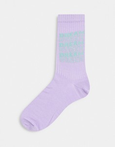 Сиреневые носки до щиколотки с надписью «Dream State» ASOS DESIGN-Сиреневый