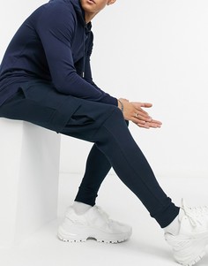 Темно-синие зауженные джоггеры с карманами карго ASOS DESIGN-Голубой