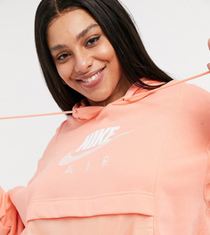Флисовый худи персикового цвета без застежки Nike Air Plus-Оранжевый цвет
