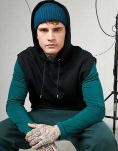 Oversized-худи черного цвета без рукавов ASOS DESIGN-Черный