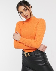 Джемпер оранжевого цвета в рубчик с высоким воротом ASOS DESIGN-Оранжевый цвет