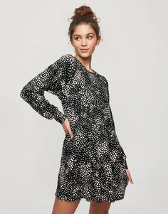 Свободное черное платье со звериным принтом Miss Selfridge-Черный цвет