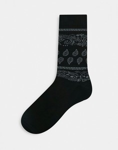 Черные спортивные носки с принтом в стиле банданы ASOS DESIGN-Черный цвет