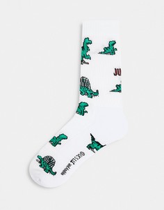 Спортивные носки с принтом "Парк Юрского периода" ASOS DESIGN-Белый