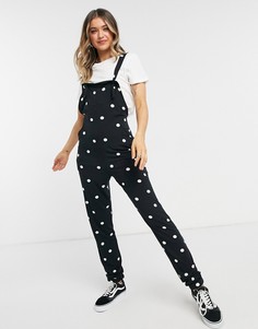 Трикотажный комбинезон с черно-белым принтом в горошек ASOS DESIGN-Многоцветный