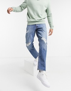 Синие джинсы свободного кроя с прорехами Jack & Jones Intelligence Chris-Голубой