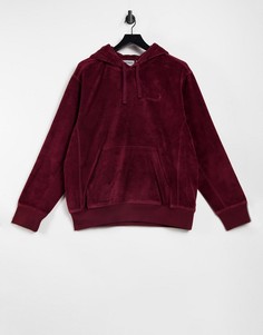 Бордовый велюровый худи с надписью Carhartt WIP-Красный