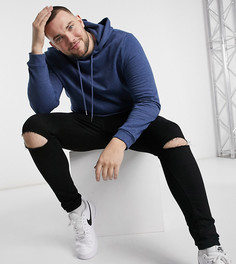 Синий удлиненный худи из органического хлопка ASOS DESIGN Plus-Голубой
