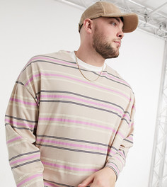 Свободный лонгслив из органического хлопка ASOS DESIGN Plus-Бежевый