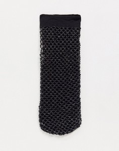 Черно-серебристые двуслойные носки до щиколотки Pretty Polly-Многоцветный