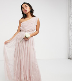 Розовое платье макси из тюля на одно плечо Anaya With Love Petite Bridesmaid-Розовый цвет