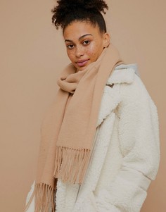 Двусторонний шарф бежевого и кремового цветов Topshop-Светло-коричневый