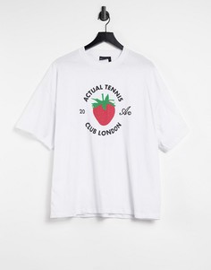 Белая oversized-футболка с принтом клубники ASOS Actual-Белый