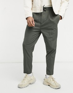 Зауженные книзу элегантные джоггеры с поясом на резинке ASOS DESIGN-Зеленый цвет