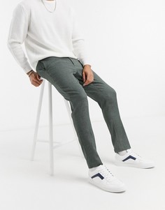 Строгие зауженные фактурные брюки цвета хаки ASOS DESIGN-Зеленый цвет