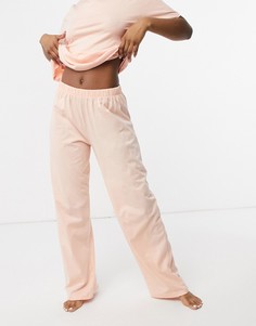 Комбинируемые пижамные брюки персикового цвета прямого кроя ASOS DESIGN-Розовый цвет