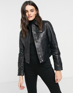 Черная кожаная куртка Lab Leather-Черный цвет