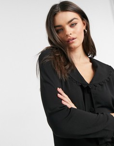 Черная блузка с вышивкой на воротнике Vila-Черный цвет