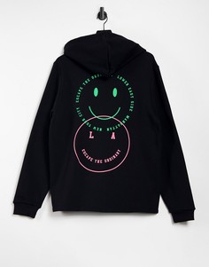 Худи с неоновыми принтами на спине ASOS DESIGN-Черный цвет