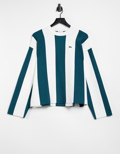 Зеленая футболка в стиле oversized с вертикальными полосками Lacoste-Многоцветный