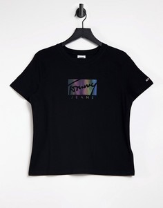 Черная футболка с логотипом с эффектом металлик Tommy Jeans-Черный цвет