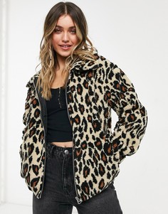 Плюшевая куртка с леопардовым принтом JDY-Черный цвет