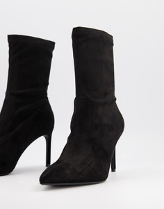 Черные ботильоны на тонком каблуке Bershka-Черный