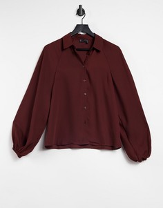 Рубашка ягодного цвета с объемными рукавами ASOS DESIGN-Бесцветный