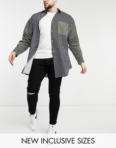 Черные эластичные джинсы с рваными коленями ASOS DESIGN-Черный цвет
