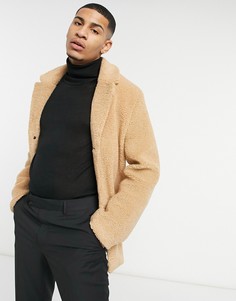 Плюшевое пальто с квадратным карманом Harry Brown-Кремовый