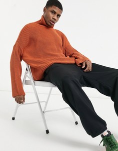 Красно-коричневый oversized-джемпер с воротом-трубой ASOS DESIGN-Оранжевый цвет