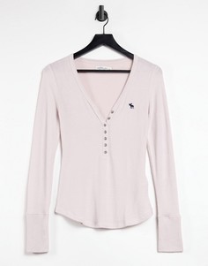 Розовая уютная рубашка хенли с длинными рукавами Abercrombie & Fitch-Розовый цвет