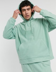 Oversized-худи из флиса пастельного зеленого цвета от комплекта ASOS DESIGN-Зеленый цвет