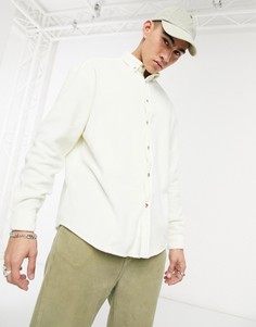 Флисовая oversized-рубашка цвета экрю в стиле 90-х ASOS DESIGN-Бежевый