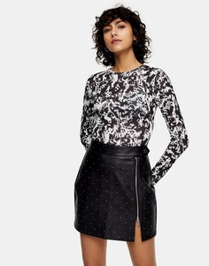 Монохромный сетчатый топ со звериным принтом Topshop-Многоцветный