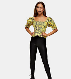 Черные леггинсы из искусственной кожи Topshop Petite-Черный