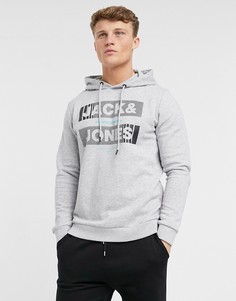 Худи светло-серого цвета без застежки Jack & Jones-Серый