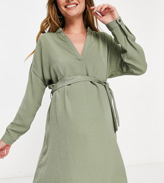 Платье-туника цвета хаки с поясом New Look Maternity-Зеленый цвет