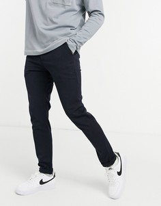 Темно-синие брюки в тонкую полоску Jack & Jones-Темно-синий