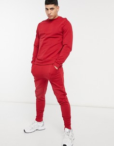 Спортивный костюм красного цвета со свитшотом и зауженными джоггерами ASOS DESIGN-Красный