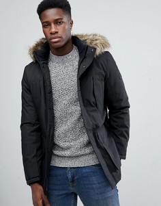 Парка с отделкой из искусственного меха на капюшоне Jack & Jones-Черный