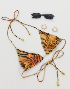 Бикини-топ с треугольными чашечками и тигровым принтом Jaded-Многоцветный