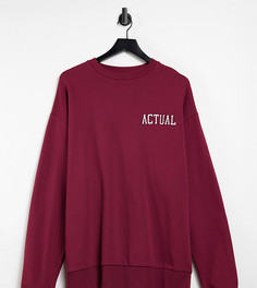 Бордовый свитшот в стиле oversized с вышитым логотипом ASOS Actual Tall-Красный
