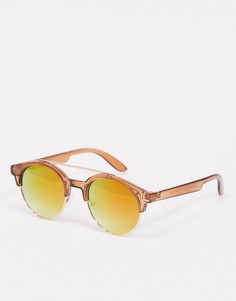 Солнцезащитные очки в стиле ретро с зеркальными стеклами AJ Morgan-Коричневый цвет